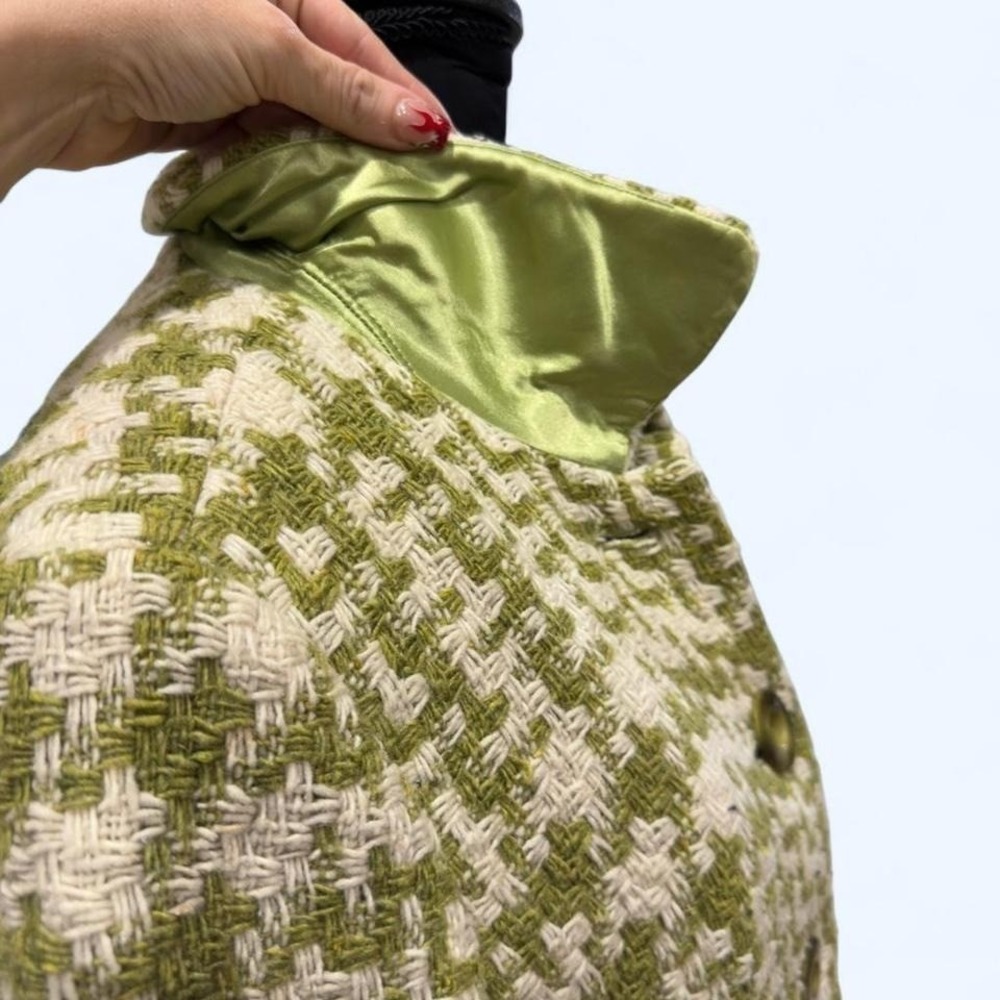 Caslon wool blend tailored coat in the prettiest olive + cream textured tweed - Picture 7 of 8